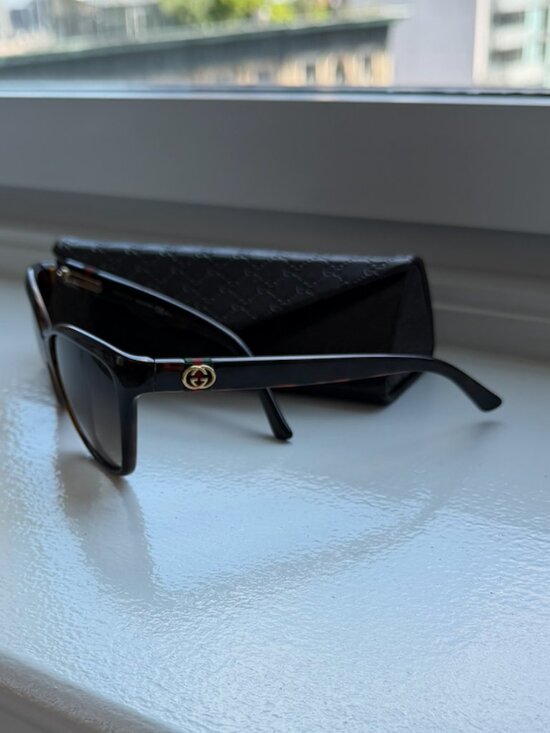 Brown Gucci Sunglasses with Matching Recycled Brown Leather Case